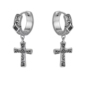 Hypoallergenic Cross Earrings Vintage Style Dangle Earrings Stainless Steel French Christian Gothic Jewelry