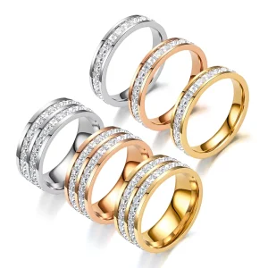 Hypoallergenic Fashion Rings for Women Stainless Steel 18k Gold Plated Jewelry Elegant Band Rings Factory Direct