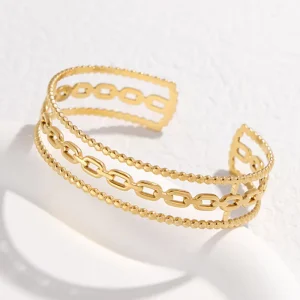 Hypoallergenic Waterproof Minimalist Geometric Chain Open Bracelet Women’s Simple Personality Exquisite C-shaped Stainless