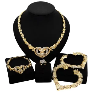 I Love You Big Teddy Bear Heart Hug and Kiss Xoxo Jewelry Sets Costume Bridal Big Earring Wedding Jewelry Set X0107