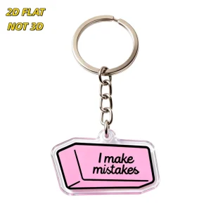 I Make Mistakes Pink Tag Acrylic Keychain Self Deprecating Humor Charm Professionals Relatable Souls Cartoon Pattern Lightweight