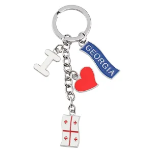 I love georgia Metal Zinc Alloy 4 Charms Keyring Souvenir Keychain