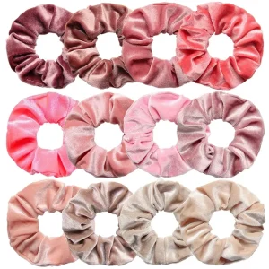 IFOND Custom Logo Pastel Pink Tone Velvet Scrunchies Hair Tie Ponytail Holder Elastic Hair Scrunchie