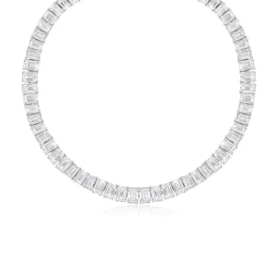 IGI Certified 10k Gold Tennis Necklaces with Lab Grown Diamond Emerald Cut DEF VVS for Elegant Women’s Fine Jewelry