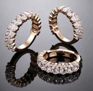 IGI Certified 14K Solid Gold Oval Cut Lab Grown Diamond Eternity Band Ring for Women