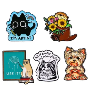 I’M ARTIST Cute Black Soft Enamel Plated 3D Lapel Pins for Backpack Men Women Badges Brooch Clothes Jewelry Accessories