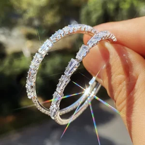 INS Crystal Cubic Zirconia Hoop Earrings for Women Fashion Earrings New Trendy CZ Ladies Bridal Earrings