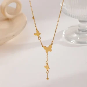 INS European and American Fashion Trendy Copper Water Drop Statement Pendant Bamboo Chain Choker Necklace Accessory