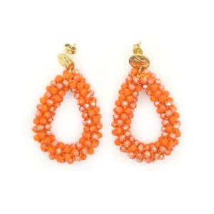 INS Handmade Woven Gold Plated Stainless Steel Crystal Bohemian Water Drop Shape Drop Earrings Colorful Fashion Jewelry