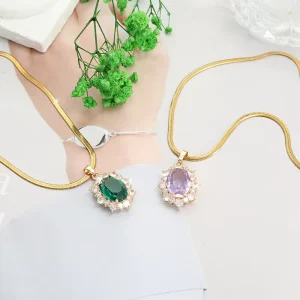 INS Style Double Layer Titanium Steel Square Zircon Pendant Necklace for Women Stainless Steel S Shape Clavicle Chain Jewelry
