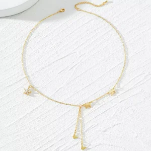 INS Style Fashion Jewelry Necklace Gold Plated Zircon Diamond Chain Butterfly Pendant Necklace for Women