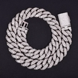Iced Out 20mm Miami Cuban Link Chain Brass Zircon 18k Gold Plated Hiphop Necklace for Men Custom Logo Mixed Batch
