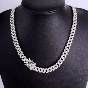 Iced Out Bling 8mm Cuban Link Chain with Full CZ Stone Diamond Chain Necklace Men Women Jewelry Necklaces