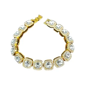 Iced Out Chain Bracelet Men’s Cuban Link Chain 12mm Miami Men’s Bracelet Gold Plated Bling Diamond Chain