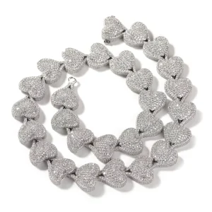 Iced Out Crossing Cz Heart Shape Necklace Fashion Jewelry Heart Tennis Choker Diamond Chain Women Man Necklace