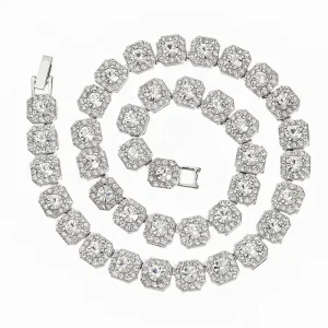 Iced Out Silver Gold Color Alloy With Bling Rhinestone Hip Hop Square Rock Candy Cuban Link Chain Bracelet