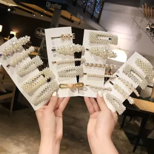Ideas Fashion Headwear Barrette Pearl Hair Clips Baroque Pearl Hair Pins Set for Women Girls