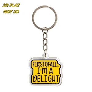 I’m Delight Acrylic Keychain UV Printed Lightweight Bold Yellow Speech Bubble Black Text Clear Charm Funny Self