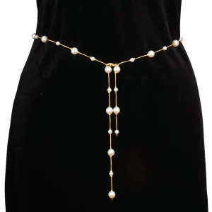 Imitation Pearl Waist Body Chain Women’s Fashion Simple Metal Body Chain Daily Wear Waist Cinching Jewelry Waist Chain