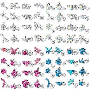 Implant Grade 316L Surgical Steel Internal Thread Flat Back Studs Tragus Labret Conch Cartilage Lip Body Piercing Jewelry