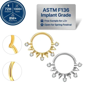 Implant Grade Titanium Nose Ring Clicker Piercing Hoop Jewelry