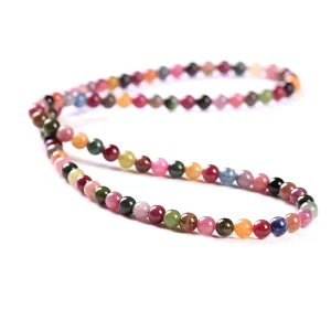 In Stock 6mm Natural Colorful Stone Round Beads Tourmaline Necklace Friendship Bracelet for Fashion Buddhism Jewelry Making