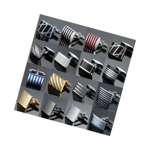 In Stock Men’s French Shirt Cufflinks Copper Square Flower Striped Flag Cufflinks for Men Party