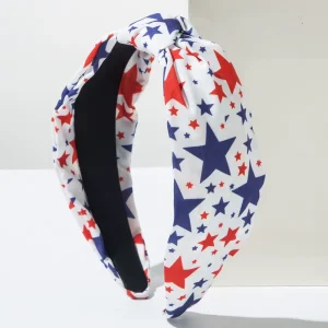 Independence Day Sweet Style Hair Band Knot Wide brimmed Fabric Stars Love Flag Printed Hair Accessories for Women