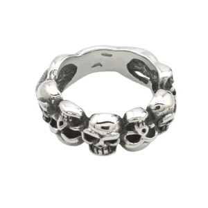 Index Finger Rings Stainless Steel Retro Trendy Hip hop Personality Gothic Skull Charm Rings Silver Plated Invisible Setting