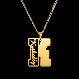 Initial Letter Necklace Personalized Custom Name Big Letter Necklace Stainless Steel Figaro Chain for Women Men Jewelry Gift