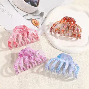 Ink Pattern Acrylic Carton Hair Claw Fresh Sweet Style High End Feel Hairpin Shark Clip Casual Fashion Versatile High Quality