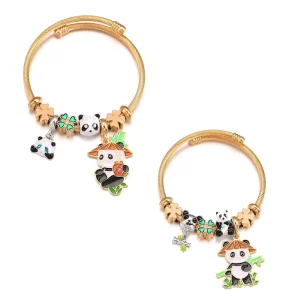 Innovative DIY Beaded Bracelet Kit Bamboo Bliss Panda Charm with Delicate Alloy Pendant Fashionable Trendy Accessory