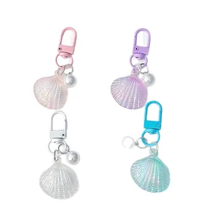 Ins Fashion Colorful Resin Imitation Shell Pearl Ocean Series Pendant Keychain Waterproof Hard Wearing DIY Accessory Gift