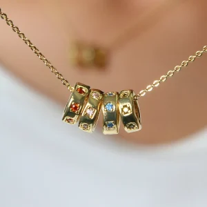 Ins Fashion Jewelry Finding Accessories Geometric Multi color Zircon Birthstone DIY Wheel bead Charm Pendants Gold Plated Copper