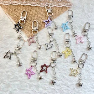 Ins Hollow Star Keychain Y2K Star Hanging Ornament Versatile Bag Charm Niche DIY Accessory Small Gift
