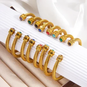 Ins Style C Shaped Steel Wire Rope Electroplated Stainless Steel Fashion Retro European American Bracelet