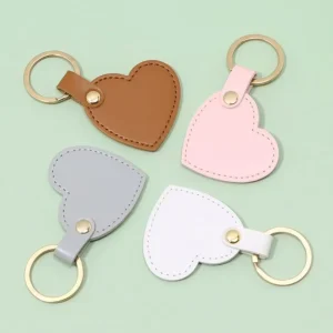 Ins Style Fashion Car Keychain Creative Heart shaped PU Leather Bag Pendant Accessories metal Key Chains for Women