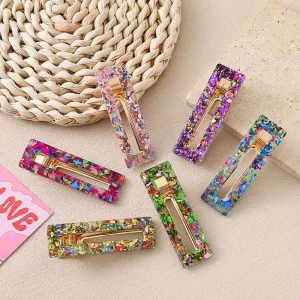 Ins Style Geometric Duckbill Clip Fashionable Acrylic Hair Clip Temperament Colorful Sequin Women’S Decoration Hair Clip