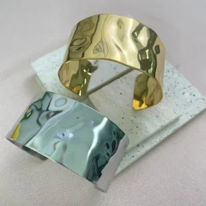 Ins Style Luxury 18k Gold Bracelet Stainless Steel Men Fashion18K Gold Fold Cuff Bracelet Women Jewelry