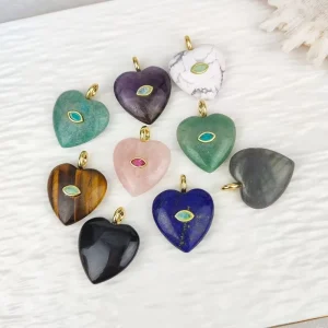 Ins Style Trendy Female Necklace Accessories Cubic Zirconia Peach Heart Crystal Natural Stone Rose Quartz Fashionable Pendants