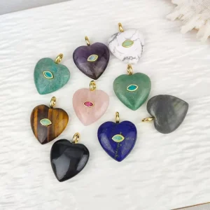 Ins Style Trendy Female Necklace Accessories Cubic Zirconia Peach Heart Crystal Natural Stone Rose Quartz Fashionable Pendants