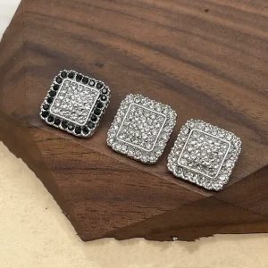 Inset Diamond Square Buttons for Clothes Replacement Crystal Cufflink Custom Women’s Shirt Blazer Rhinestone Button