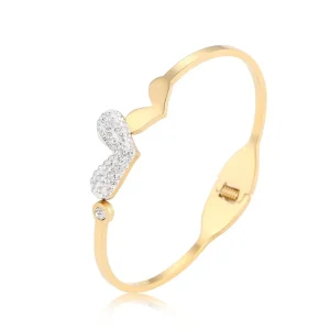 Instagram Style Heart Diamond Bracelet Dainty Personalized Love Bangle Keepsake Anniversary Gift for Her