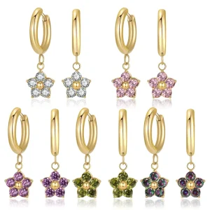 Iron Light Luxury Blossom Zircon French Flower Pendant Earrings Headscarves Women’s Cross-border