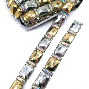 Iron on Customized Resin Tone Square Rhinestone Appliques Trimming Fashionable Carnival Garment DIY Jewelry