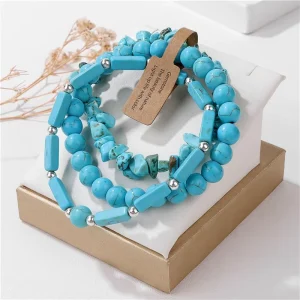 Irregular Layered Beach-Style Bohemian Jade Turquoise Beaded Bracelet Set-Gift