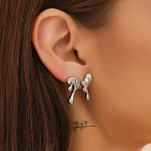 Irregular Liquid Metal Hollow Earrings Style Hip Hop Punk Fashion Personality Long Earrings Ms Girl Travel Accessories