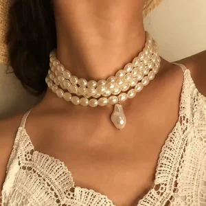 Irregular Pearl Multilayer Wedding Bridal Party Pearl Women Necklace Fashion Jewelry Women Pearl Necklace Collar for Party Gift