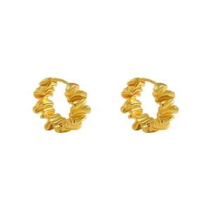 Irregular Pleated Metal Earrings Women’s High end Retro Temperament Earrings Niche Design Sense Minimalist Earrings