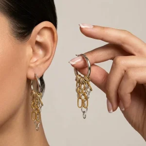 Irregular Tassel Chain Gold 2cm Hoop Earrings Classic Elegant Punk Simple Fashion Waterproof Earrings for DIY